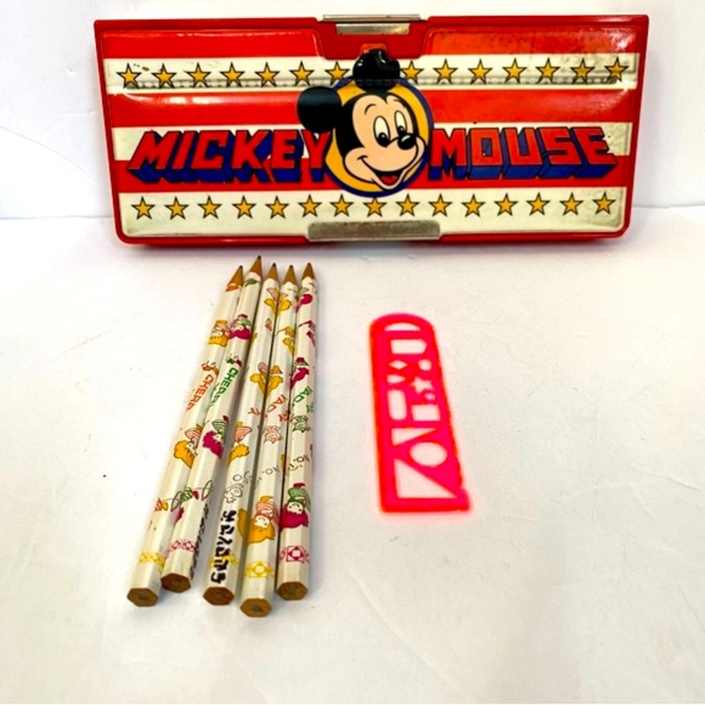 70's vintage mickey & Donald pencil case